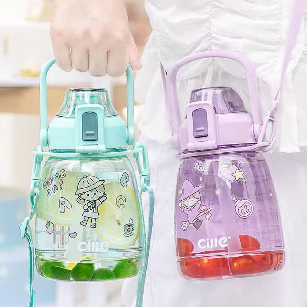 Sports water bottle summer plastic water cup and straw portable pot belly cup - Picture 16 of 16